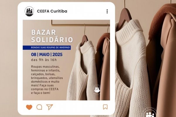 CEEFA promove Bazar Solidário no dia 8 de maio