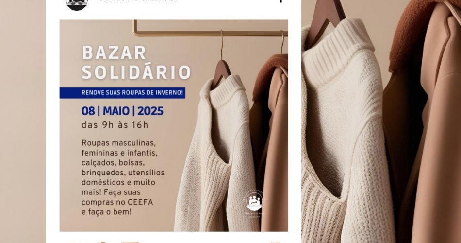 CEEFA promove Bazar Solidário no dia 8 de maio